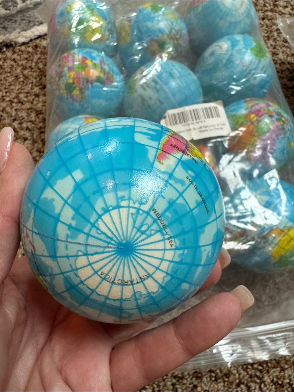 Set of Mini World Globe Stress Balls - Blue 24 balls - Picture 5 of 5